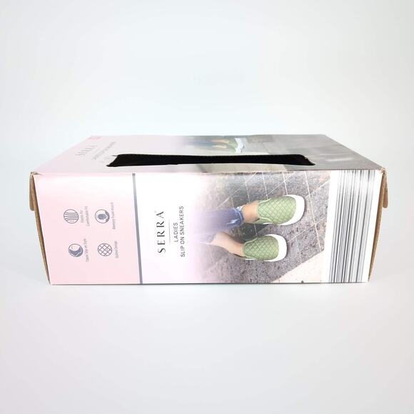 Serra Women's Slip On Olive Green Quilted Design Sneakers NEW with Box - Size 10 - Picture 15 of 15